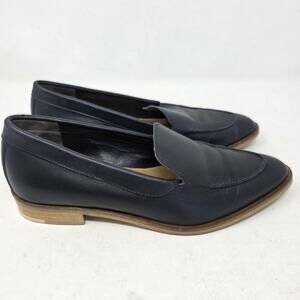 Everlane The Modern Loafer Blue Leather Women 7 Made in Italy Minimalist Preppy